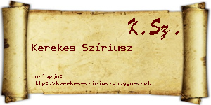 Kerekes Szíriusz névjegykártya